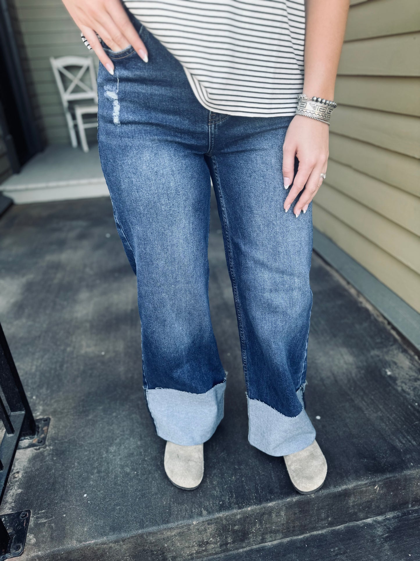 Cuffed Medium Washed Jeans