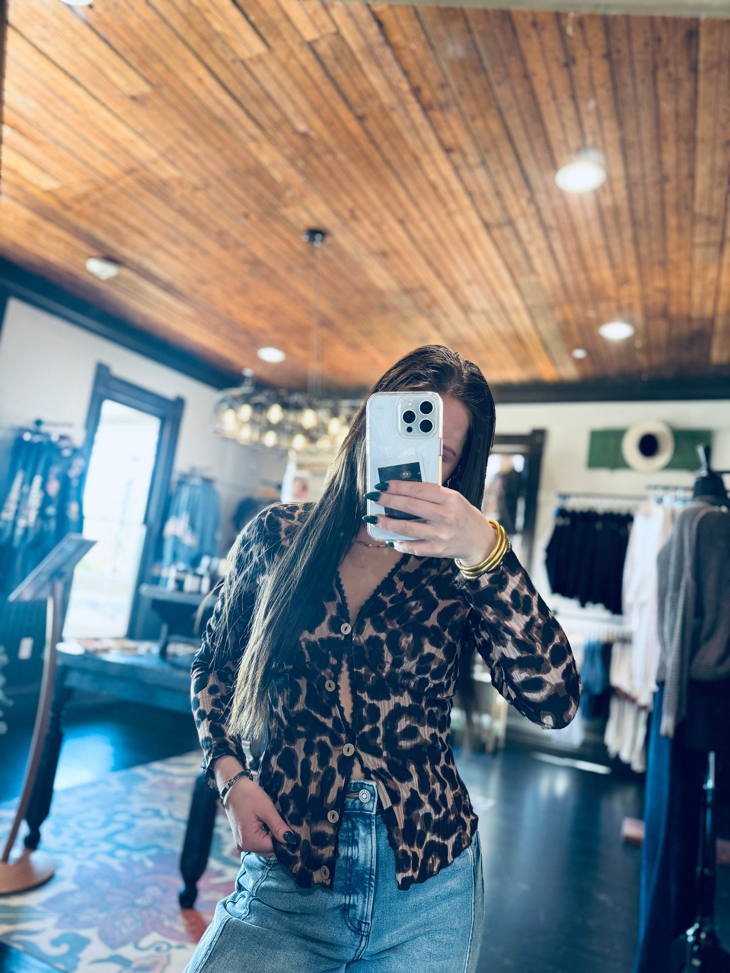 Leopard button down