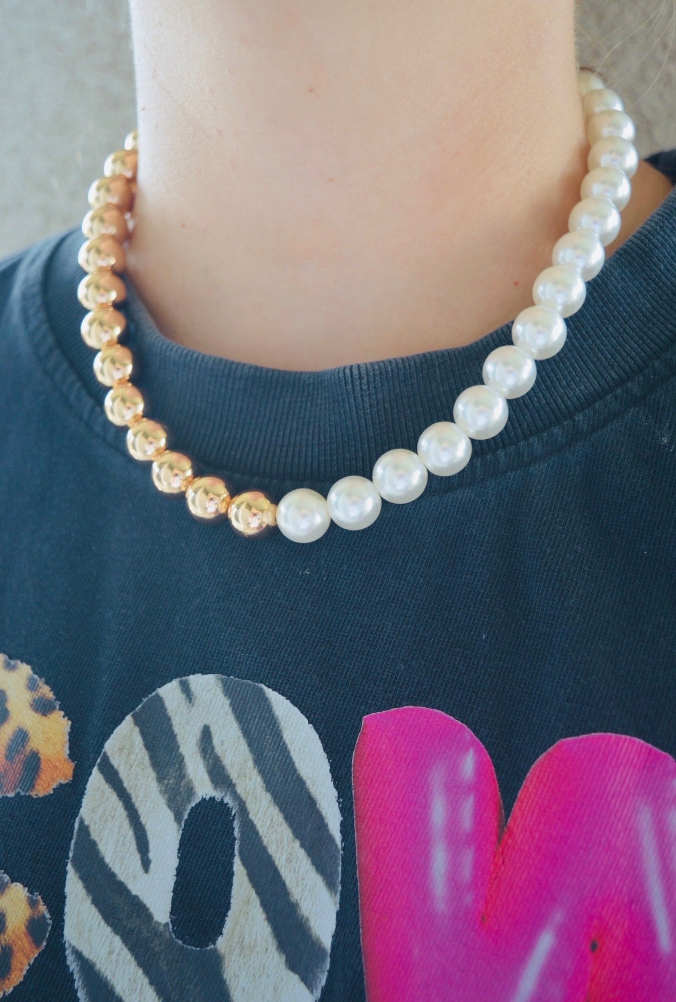 Pearl & Gold Bead Necklace