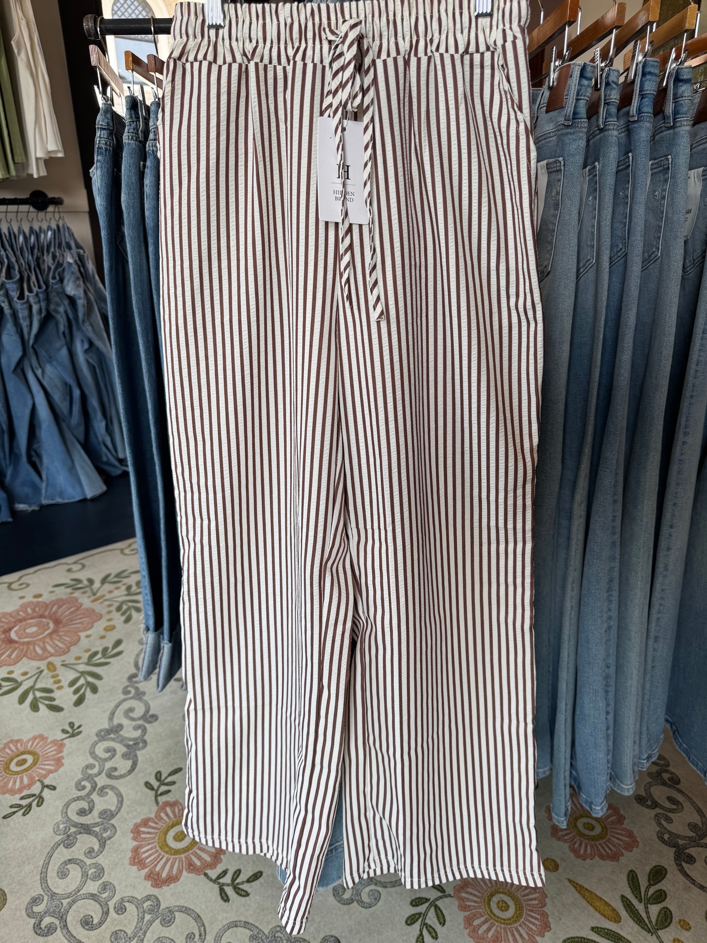 Stripped Straight Leg Pants