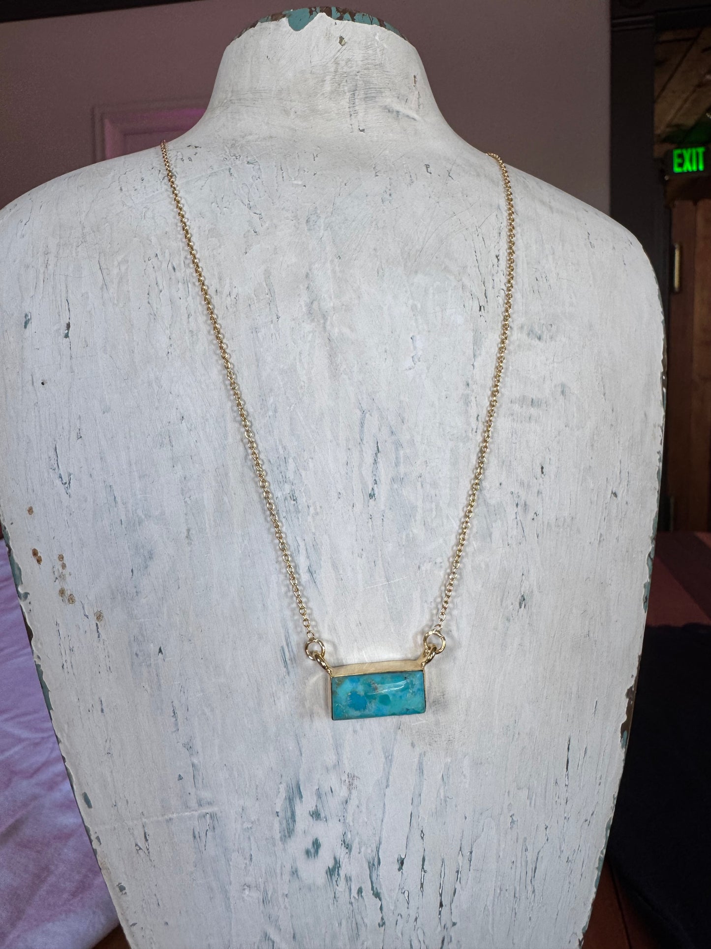 Gold Chain Turquoise Necklace