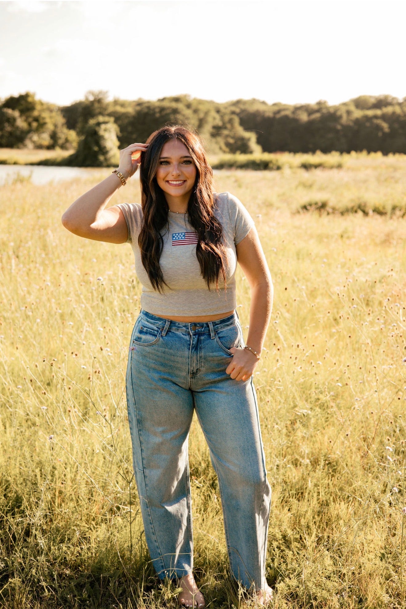 Medium Washed Barrel Jeans
