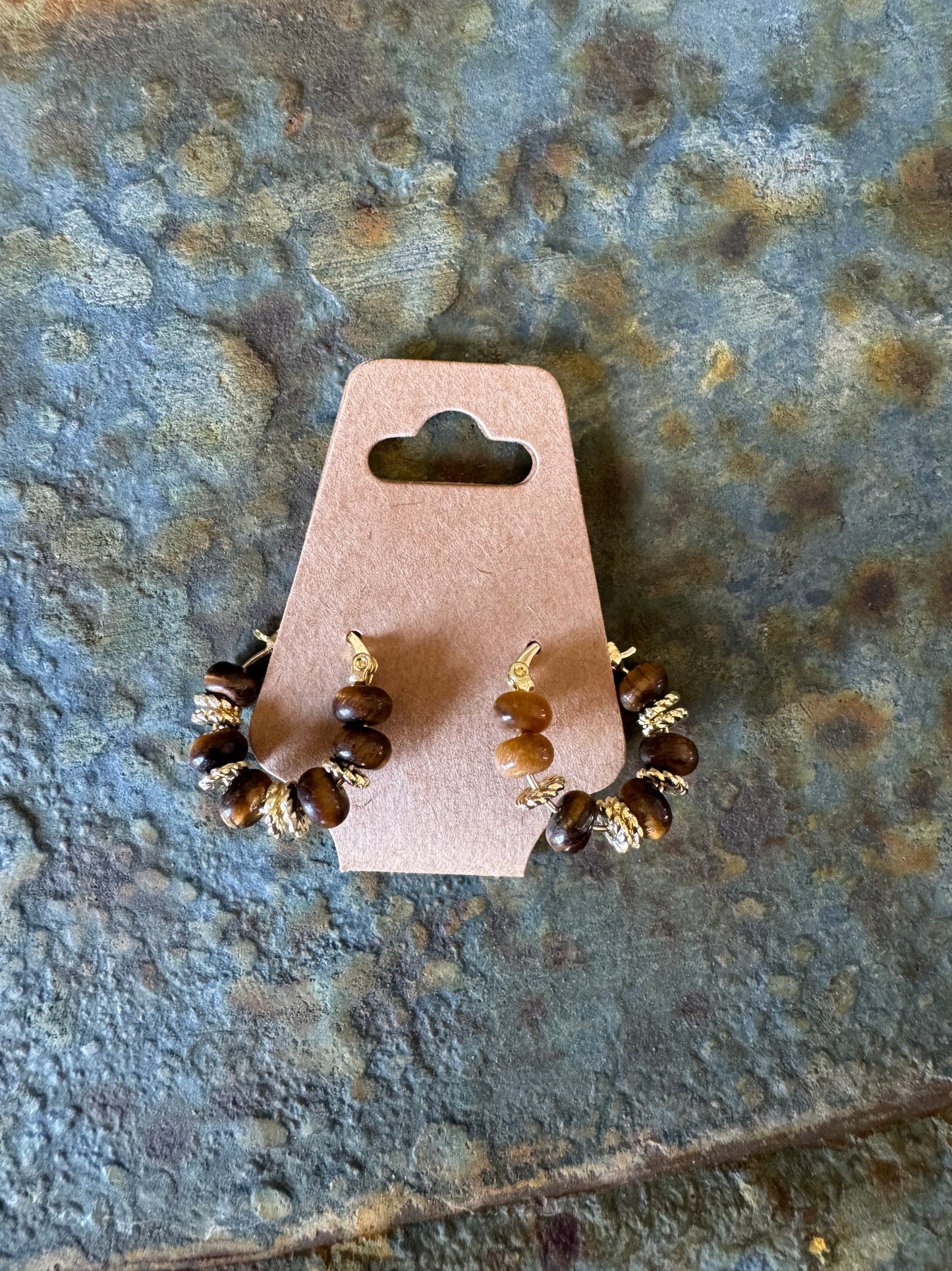 Brown and Gold U Shaped Earrings