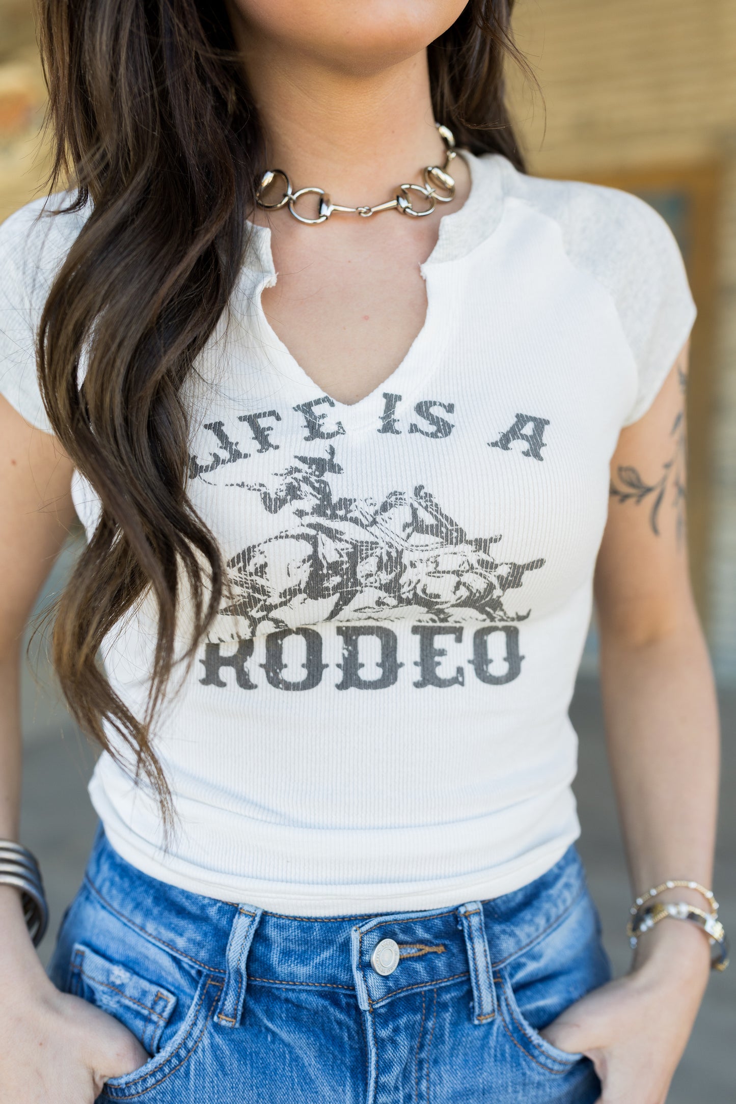 Horsey Notched Neck Top
