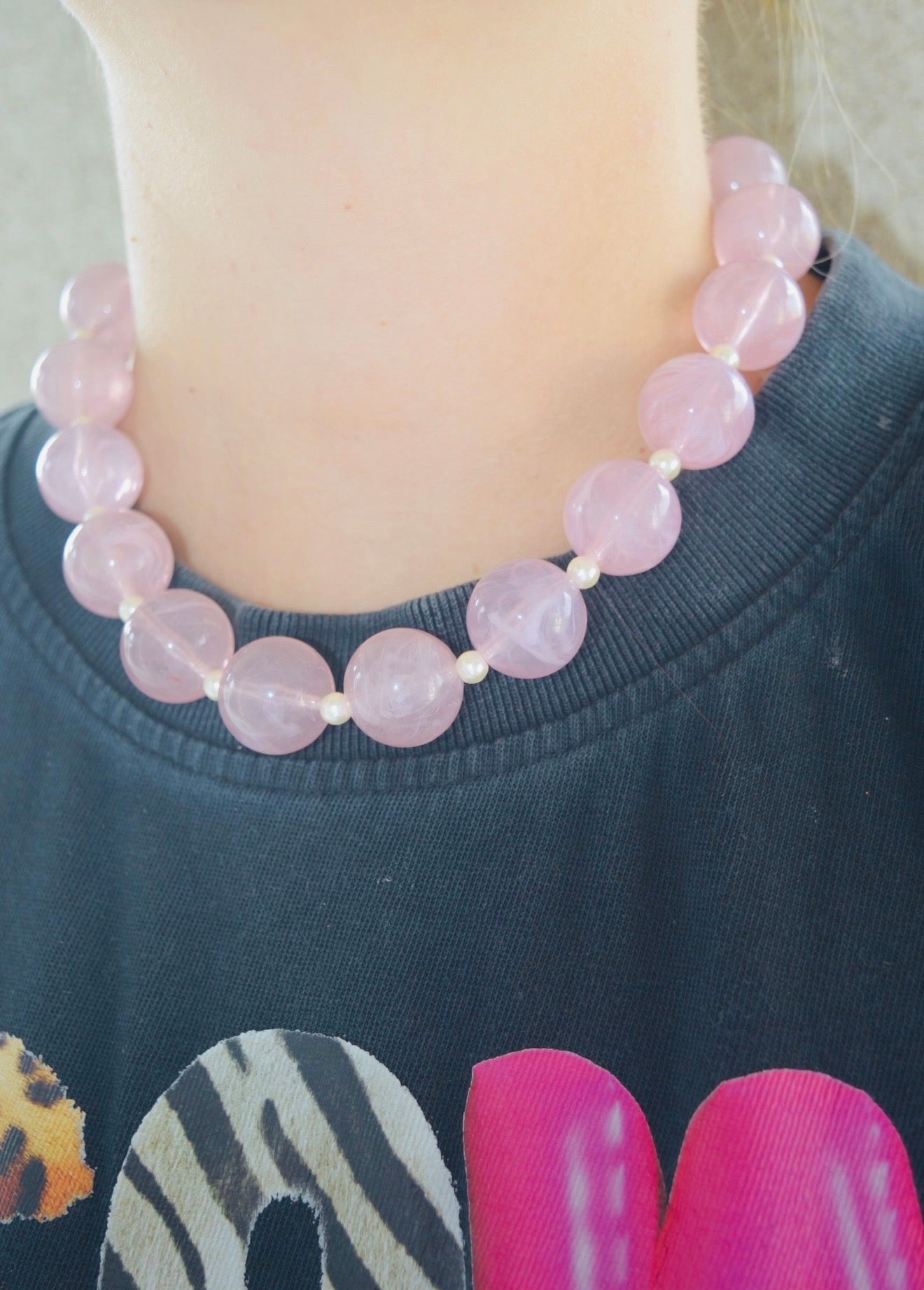 Chunky Pink & Gold Necklace