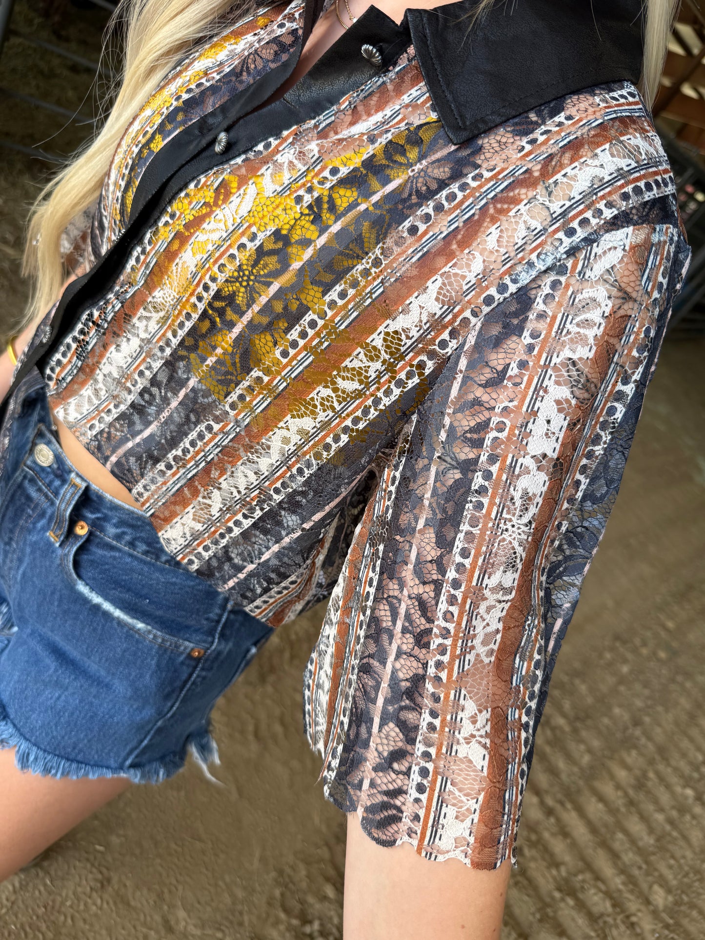 Multi Color Mesh Button Down