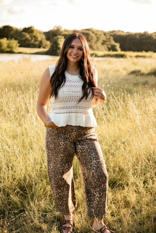 Leopard Mid Waisted Barrel Jeans
