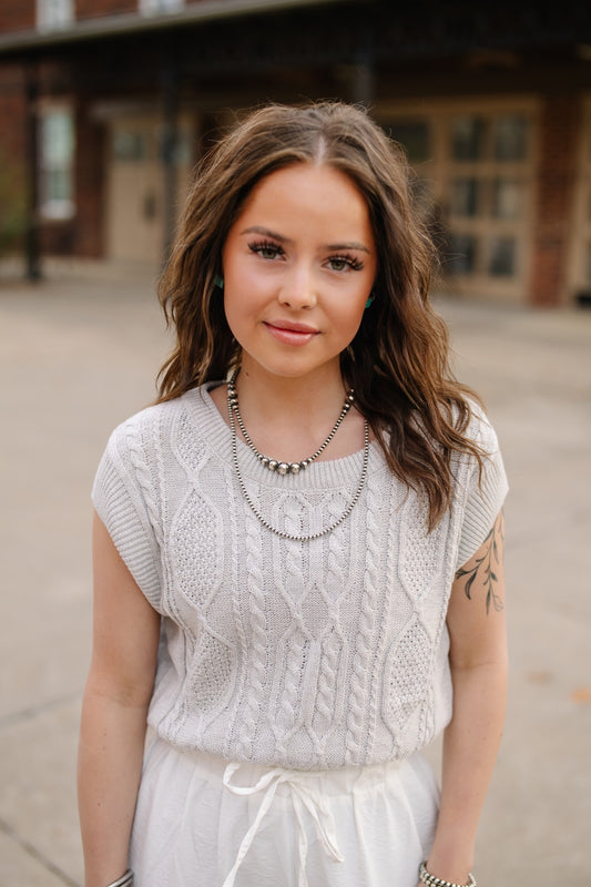 Dove Cable Knit Sweater