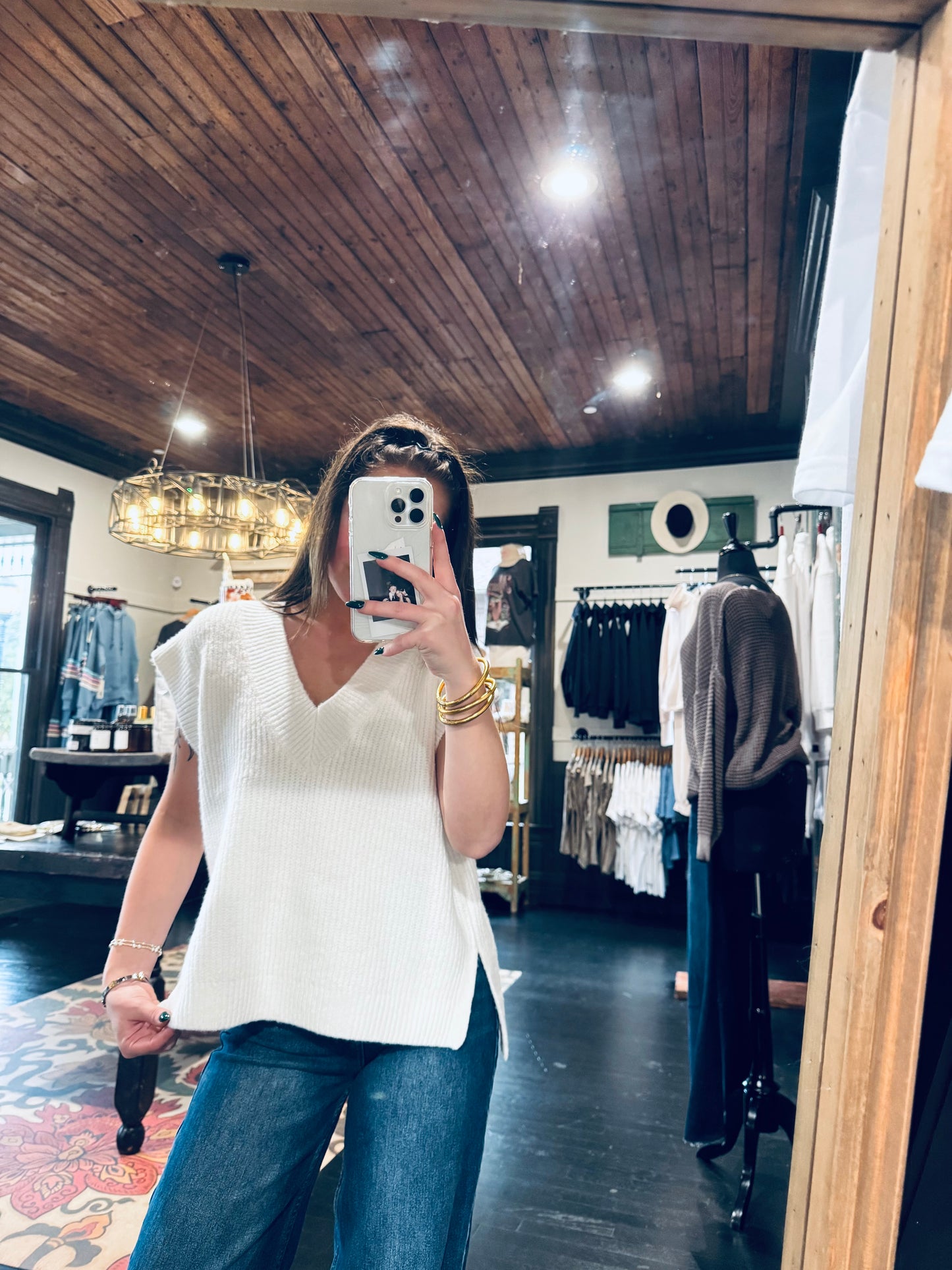 Oversized White Sweater Vest