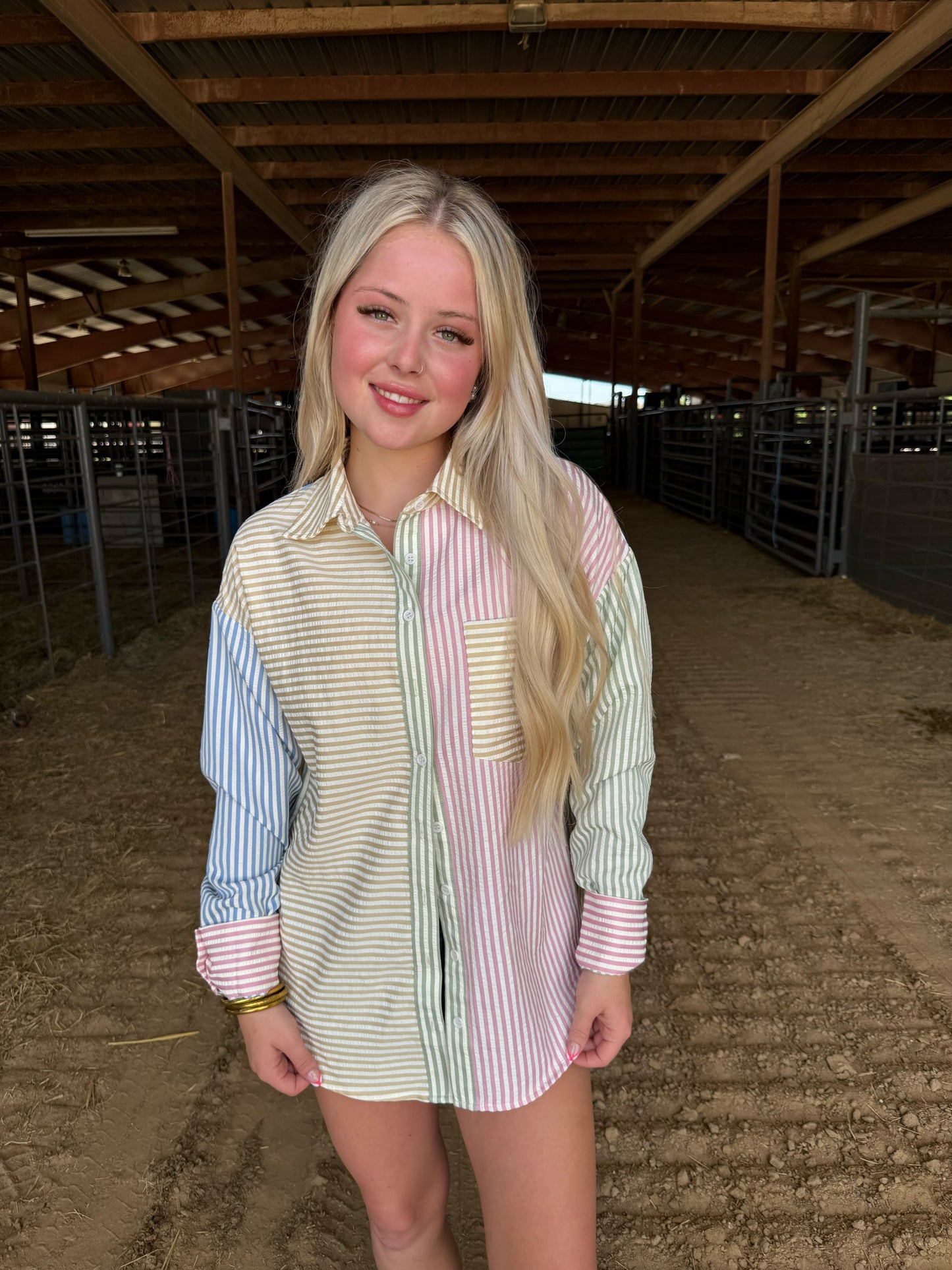 Pinned Stipe Button Down