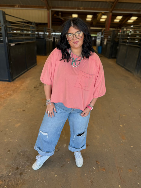Oversized Coral Top
