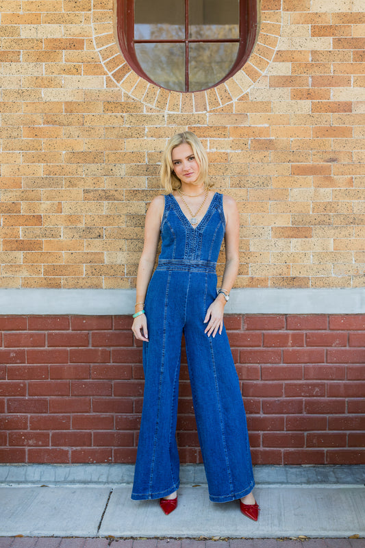 Washed Denim Jumpsuit