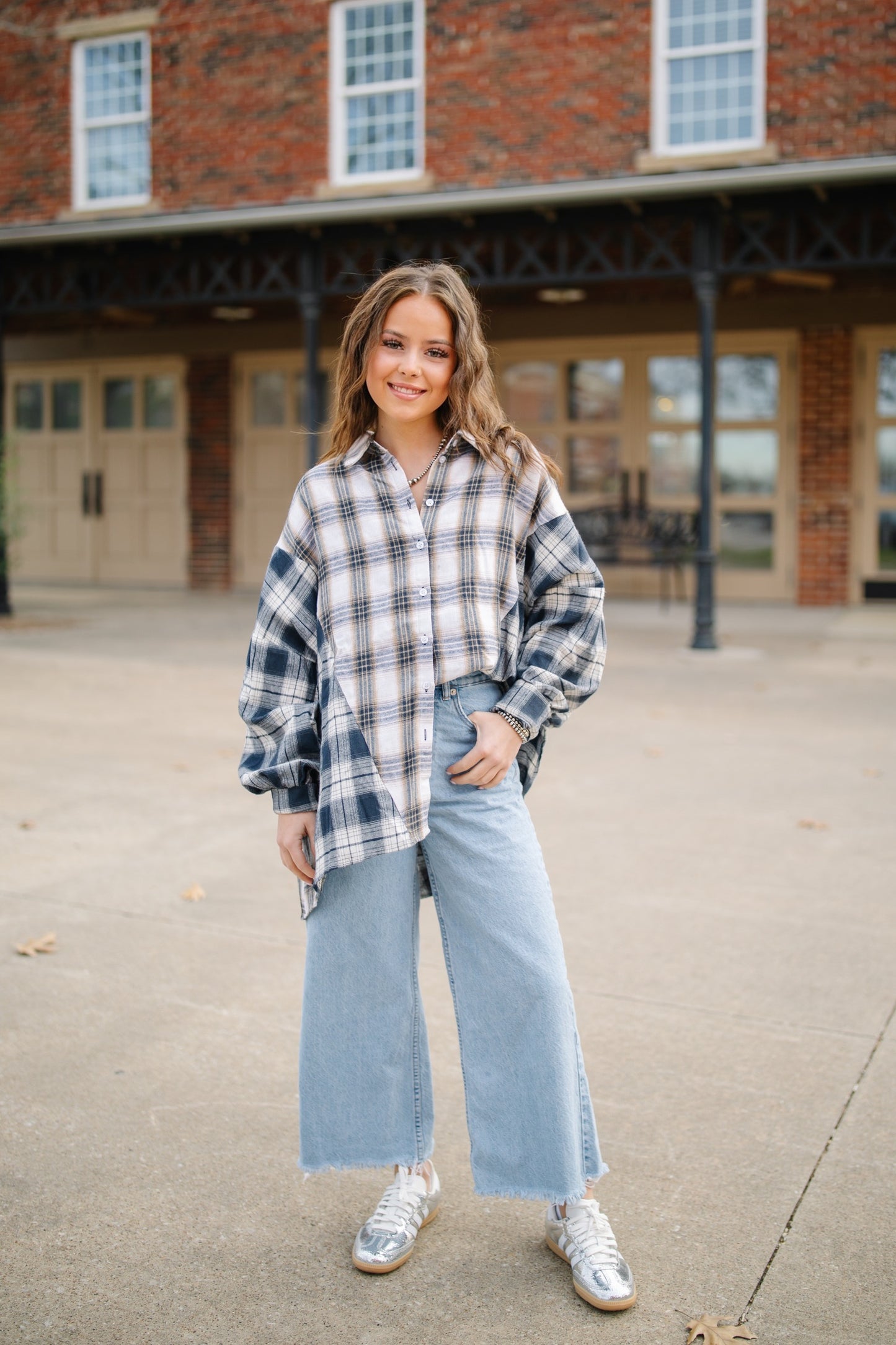 Oversized Plaid Button Down Shirt