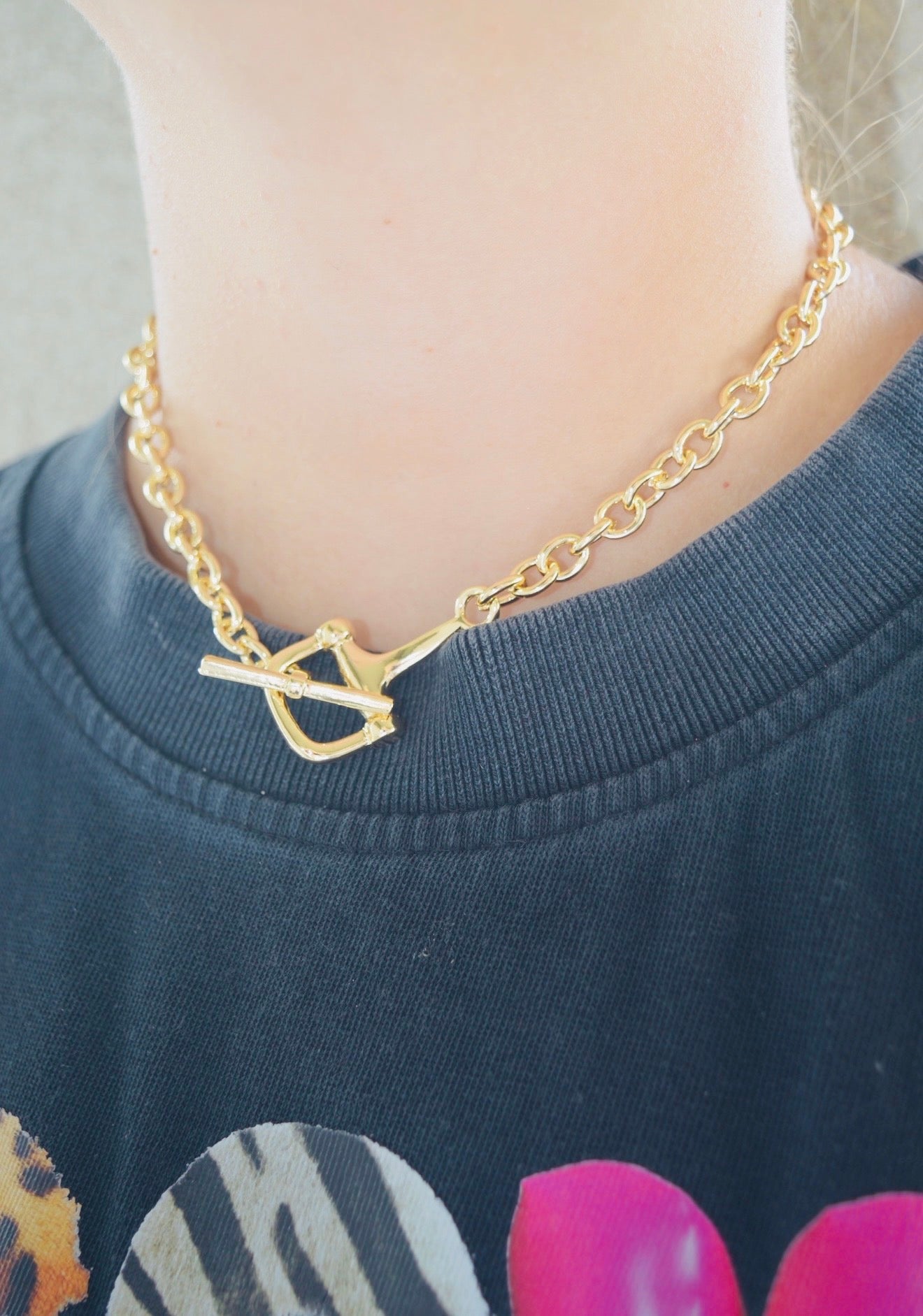 Gold Hore Bit Link Necklace