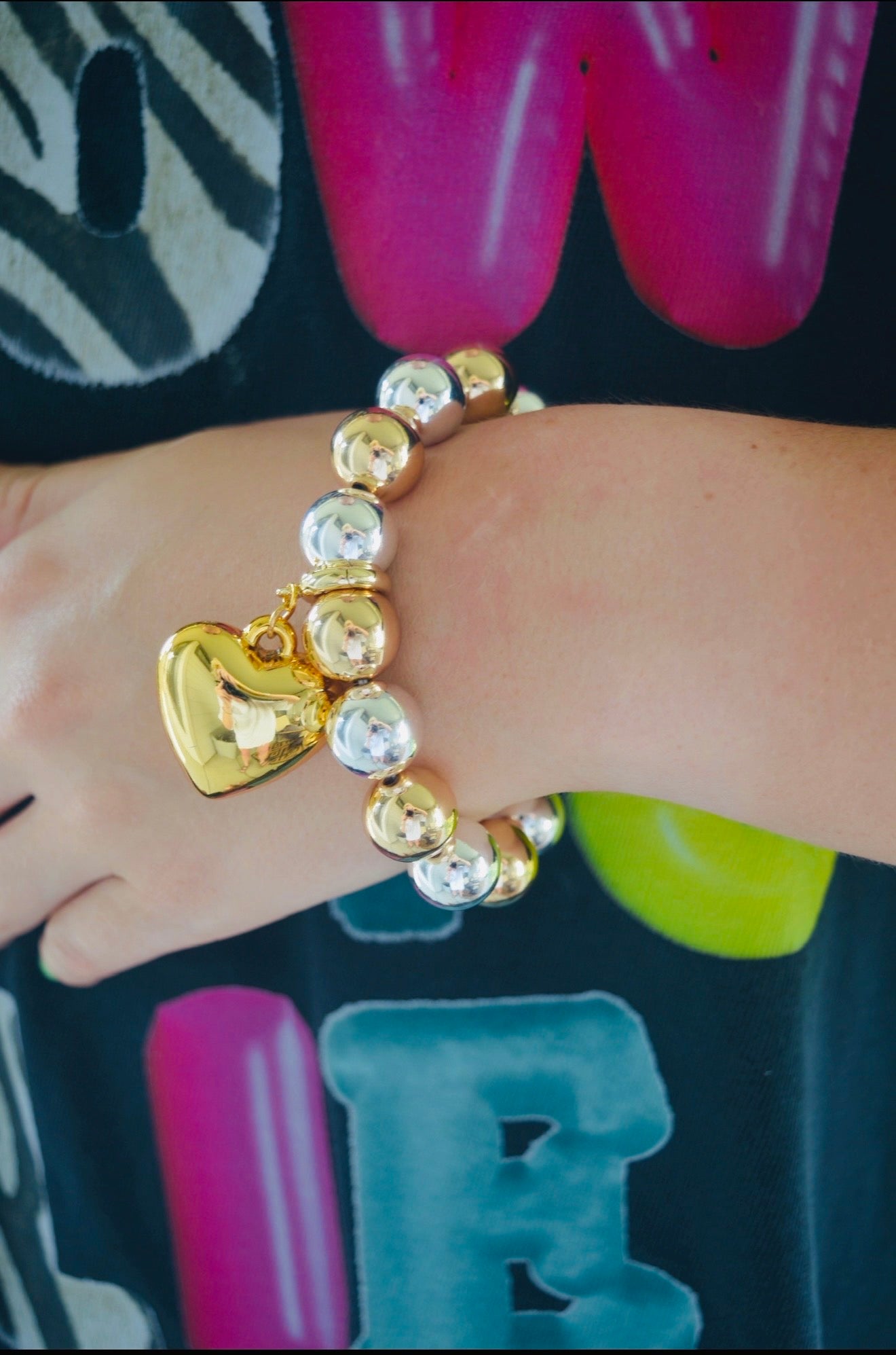 Silver & Gold Heart Bracelet