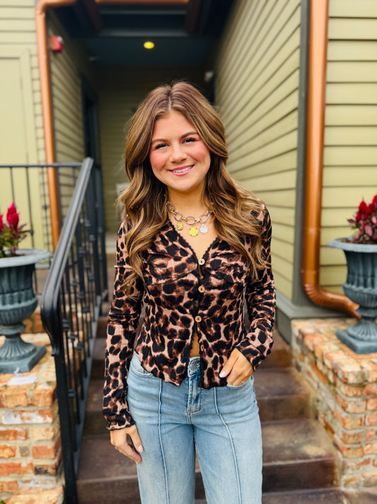 Leopard button down