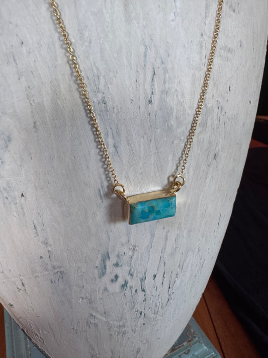 Gold Chain Turquoise Necklace