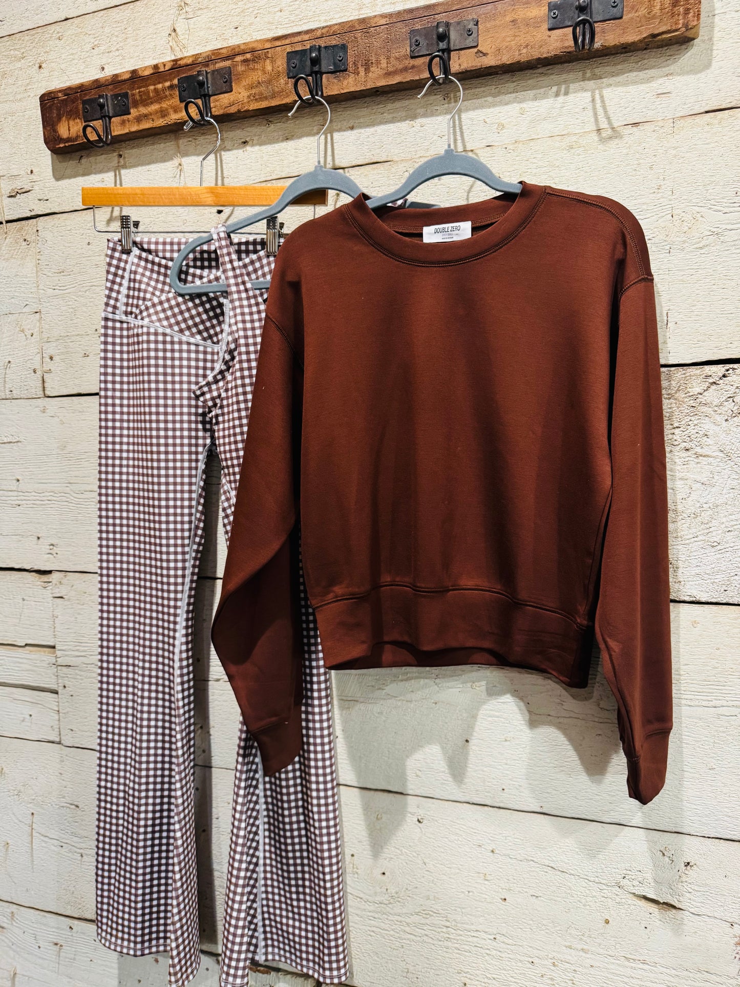 Brown Checkered Yoga Pants