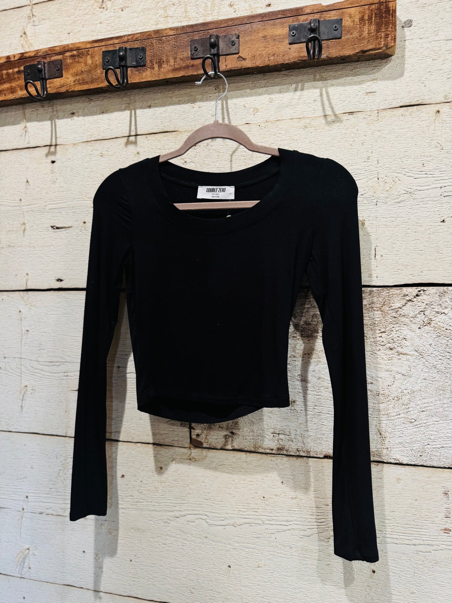 Cropped Black Long Sleeve Top