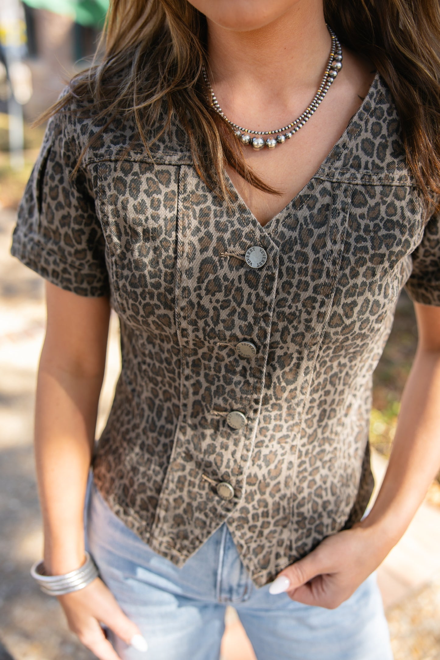 Leopard Denim Top