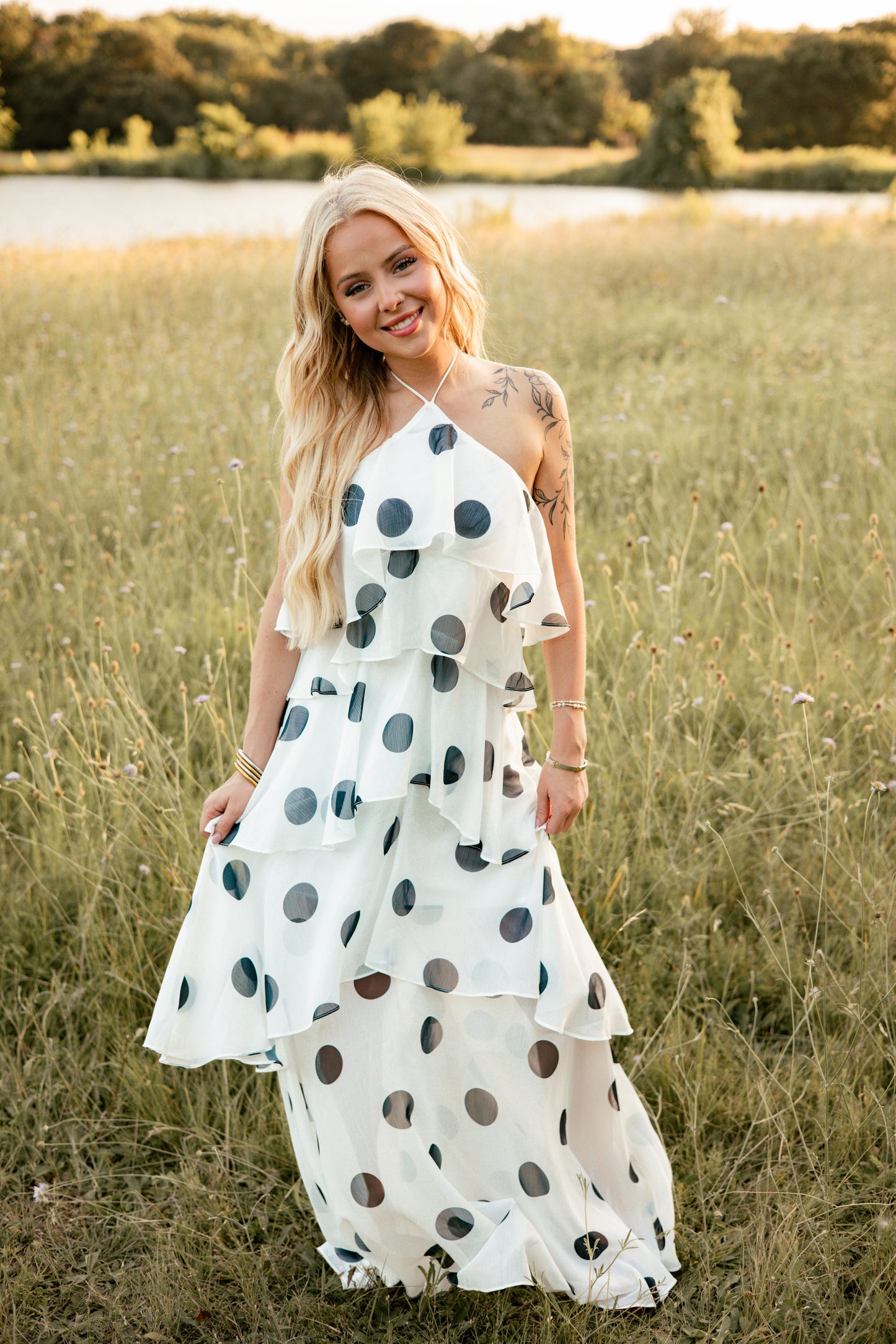 Halter Polka Dot Maxi Dress