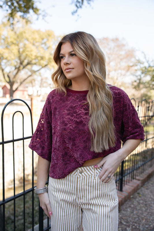 Boxy Floral Lace Top