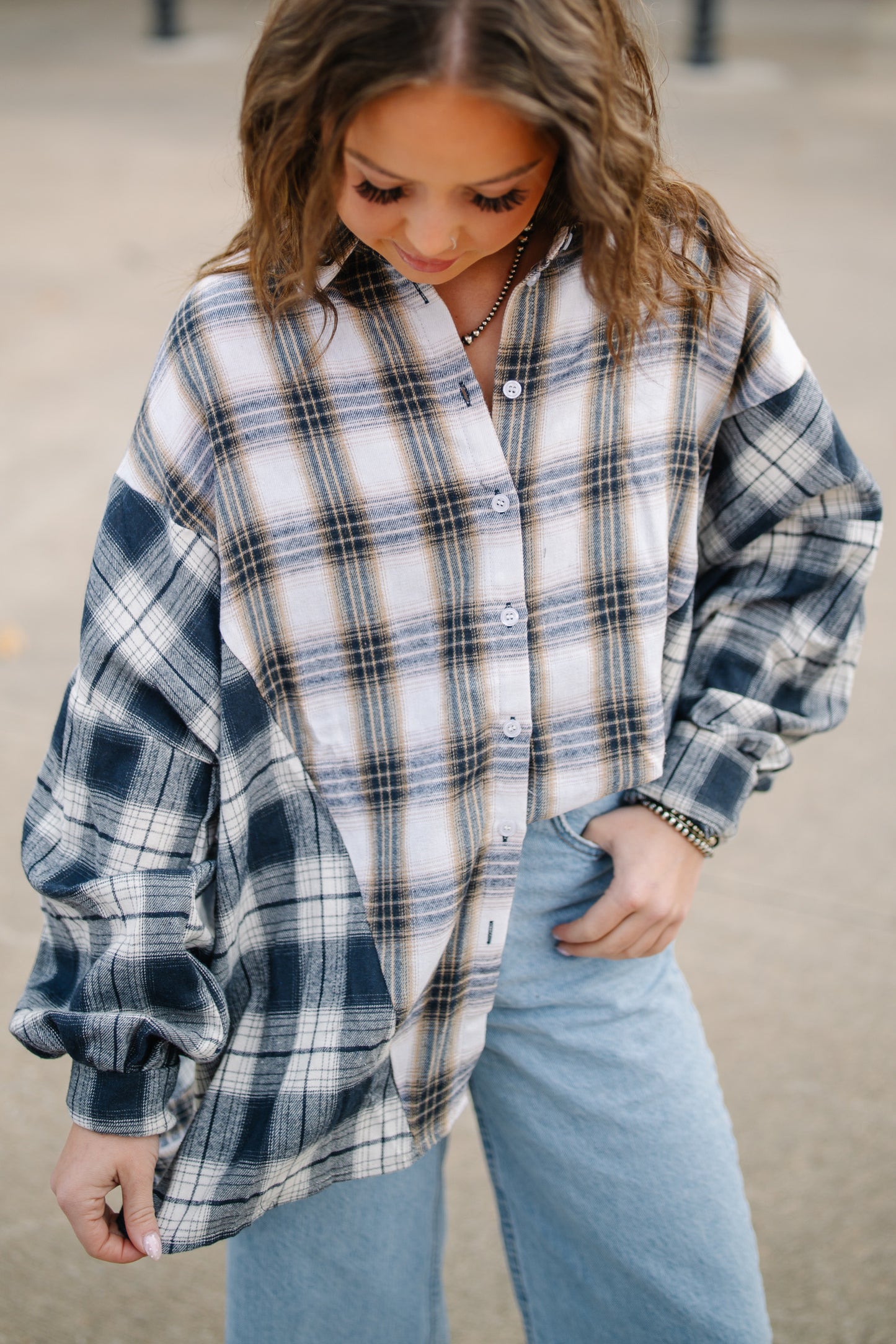 Oversized Plaid Button Down Shirt