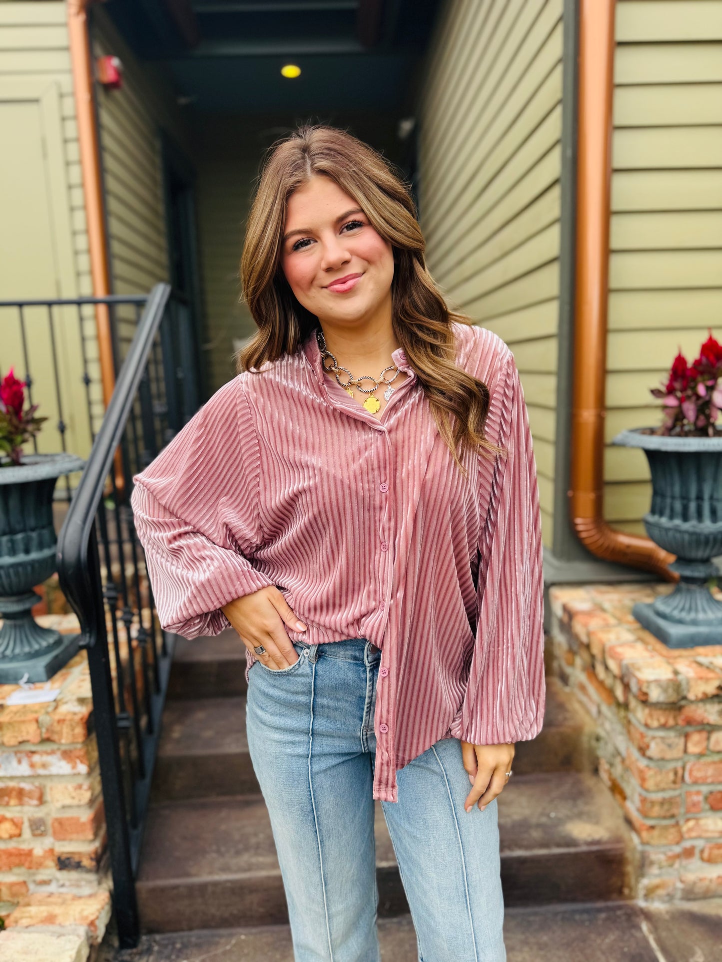 Rose Velvet Blouse