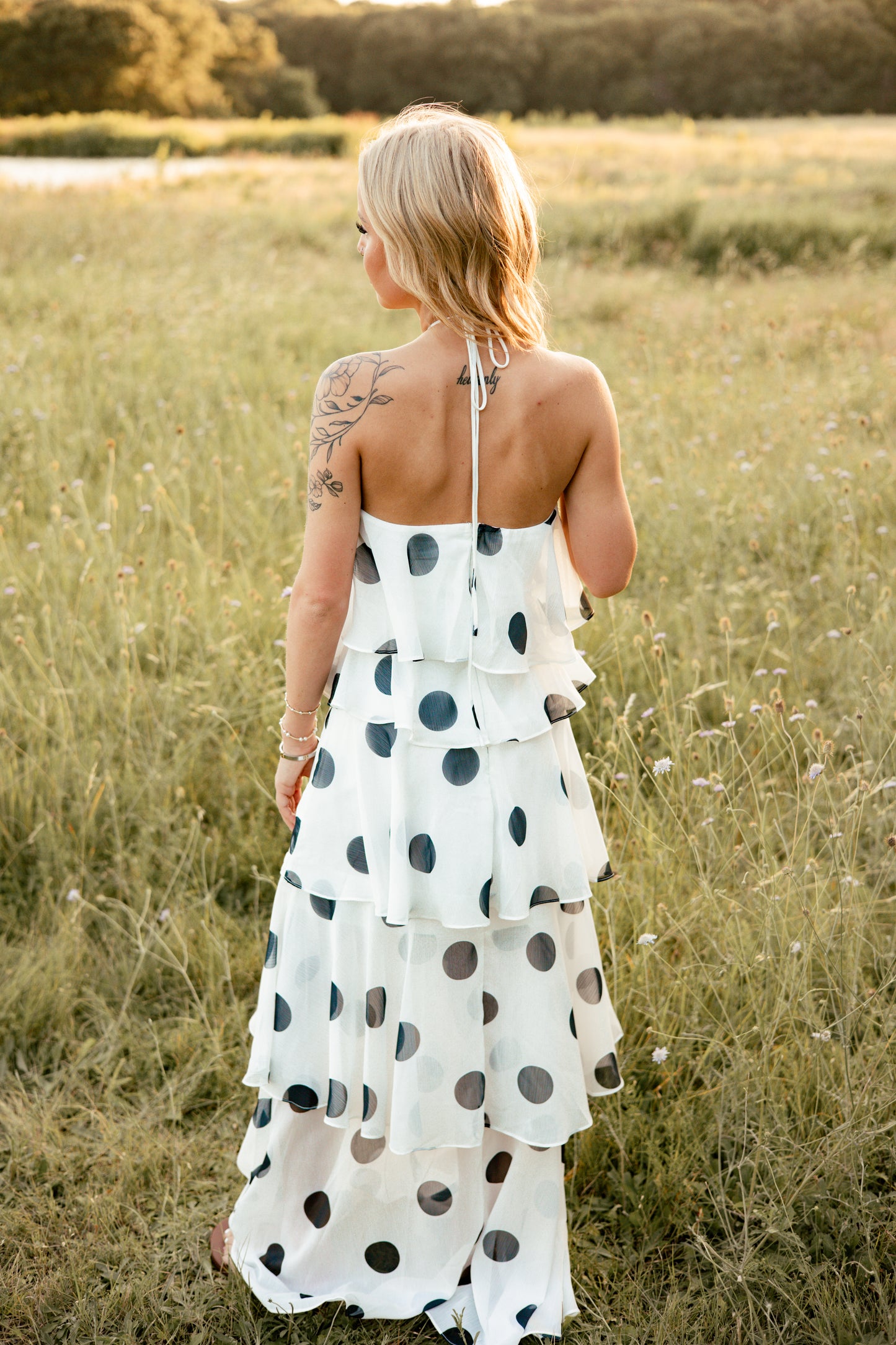 Halter Polka Dot Maxi Dress
