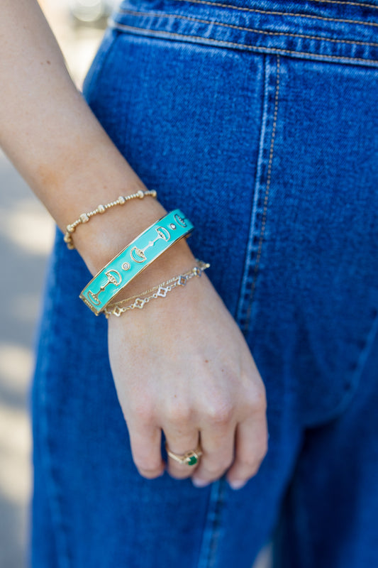 Turquoise Gold Cup Bracelet