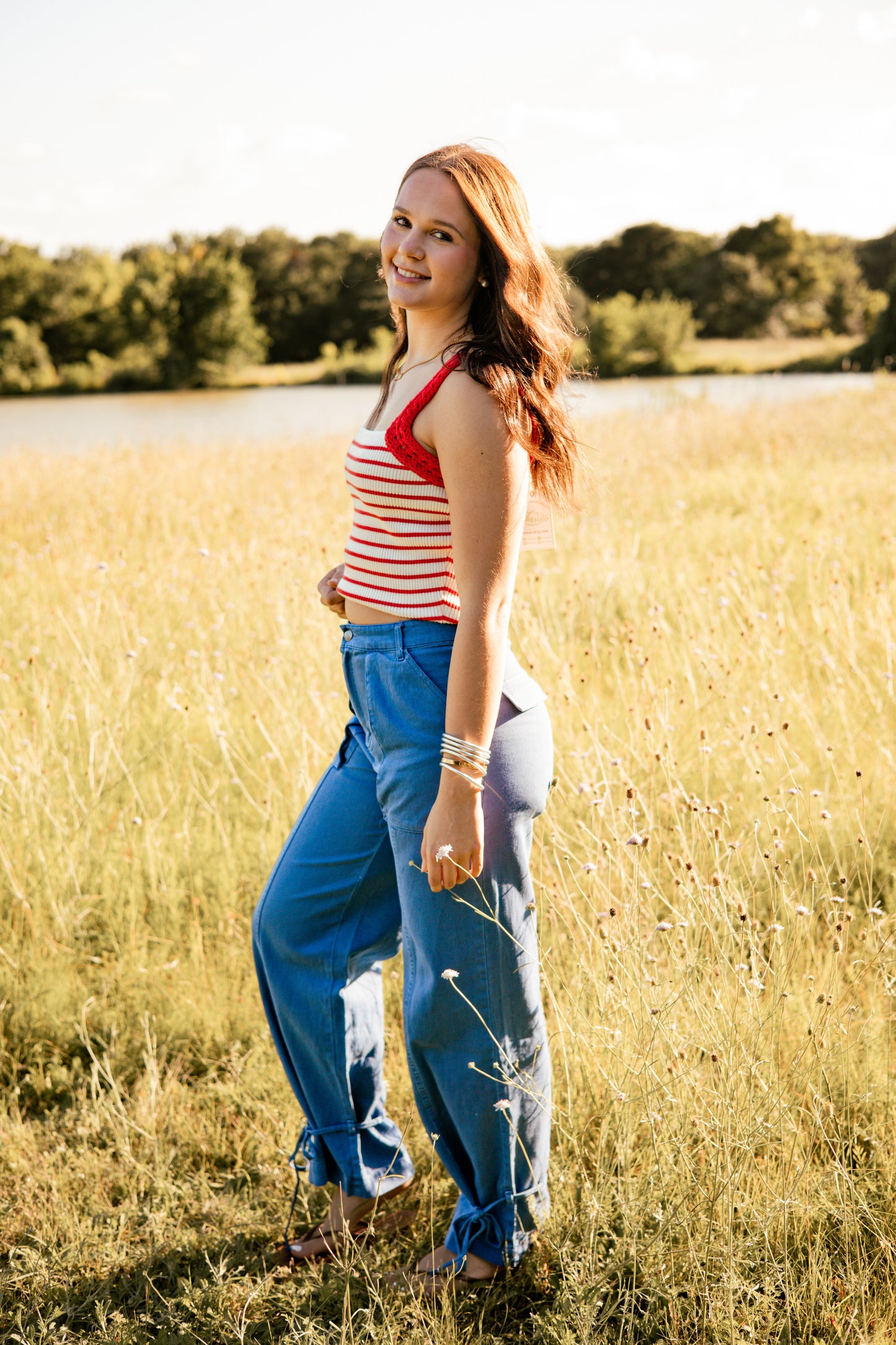 Blue Cargo Drawstring Bottom Pants
