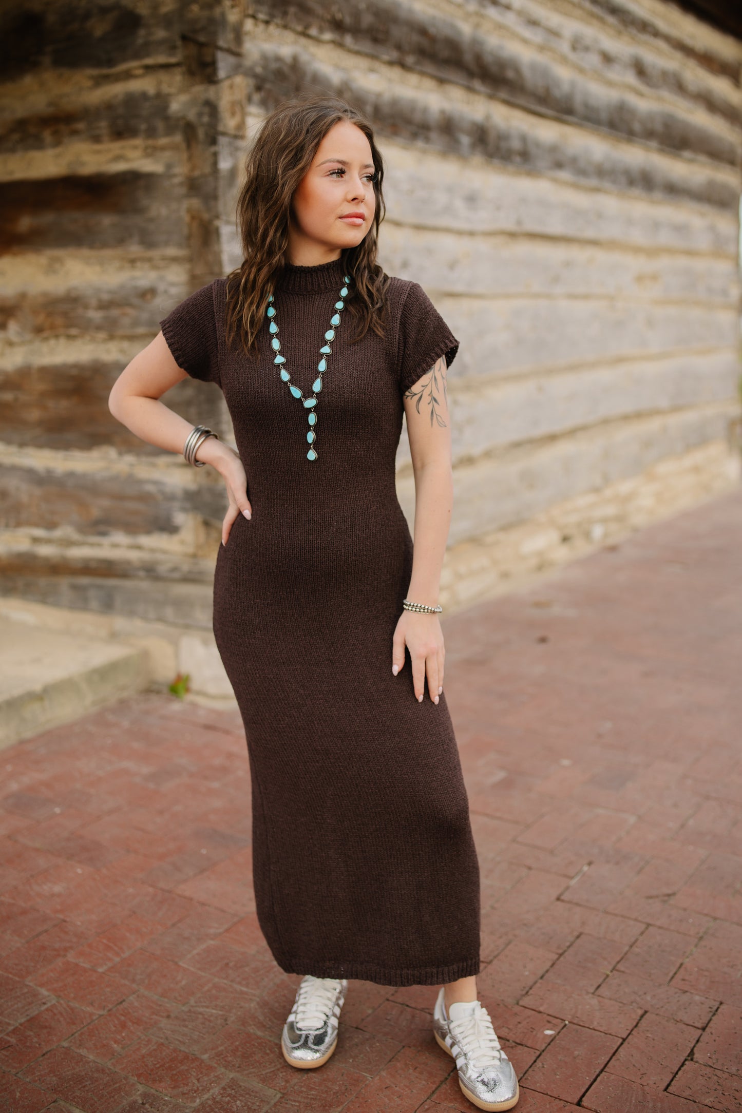 Knitted Long Brown Dress