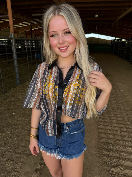 Multi Color Mesh Button Down