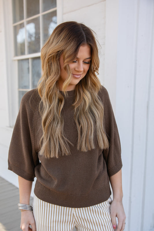 Raglan Short Sleeve Sweater
