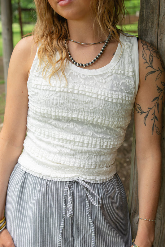 Lace Ruffle Cropped Tank