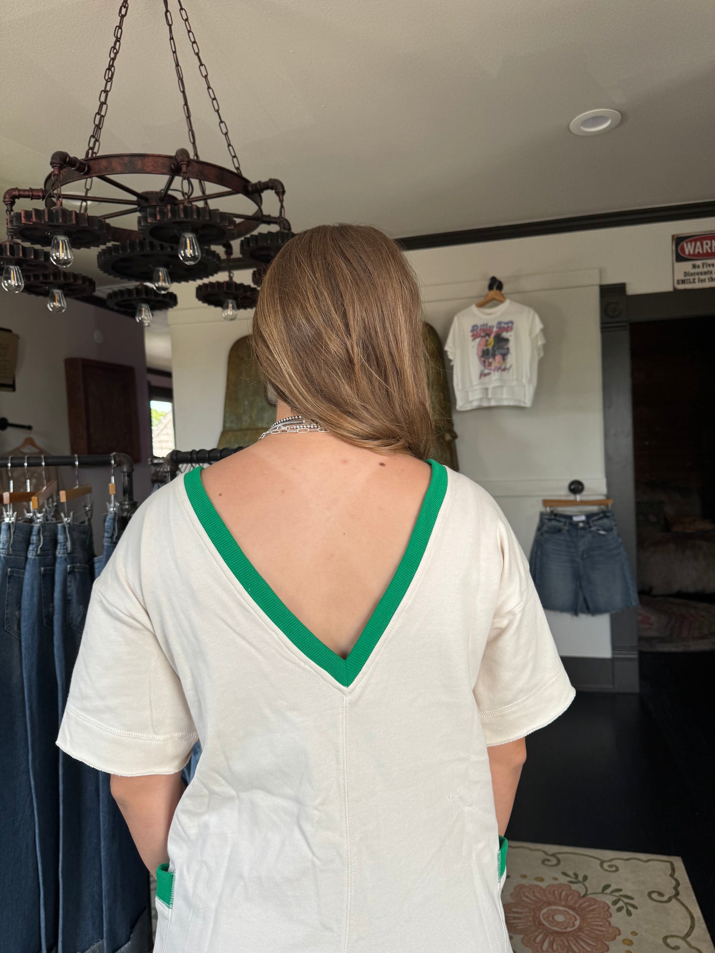 Tan-Green Cotton Romper