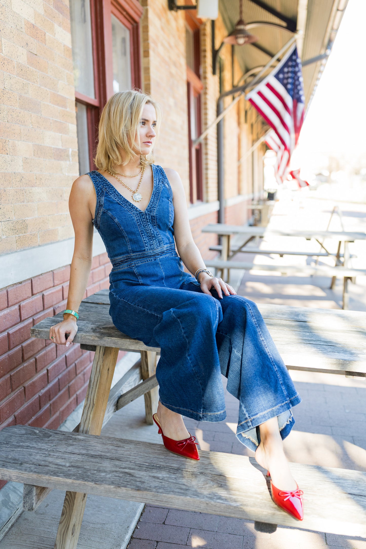 Washed Denim Jumpsuit