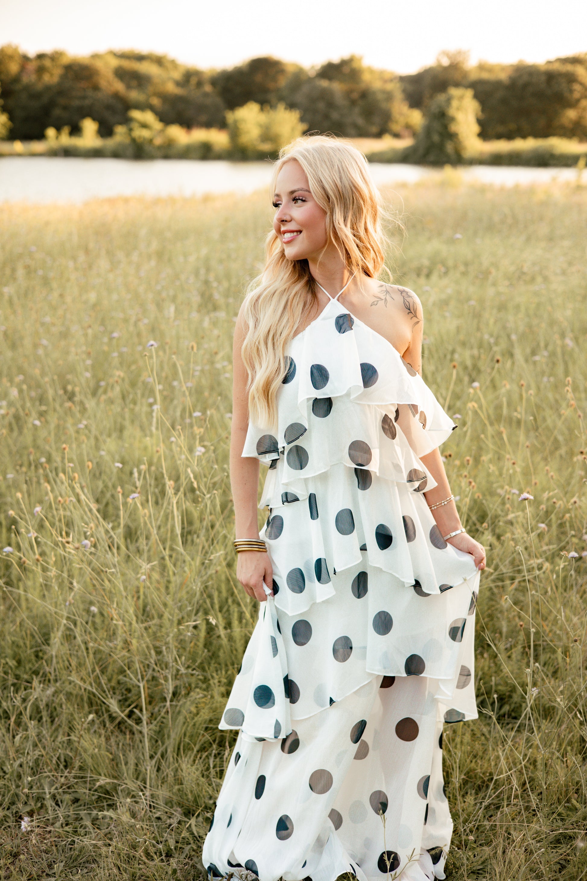 polka dot halter maxi dress Chasity Halterneck Maxi Dress