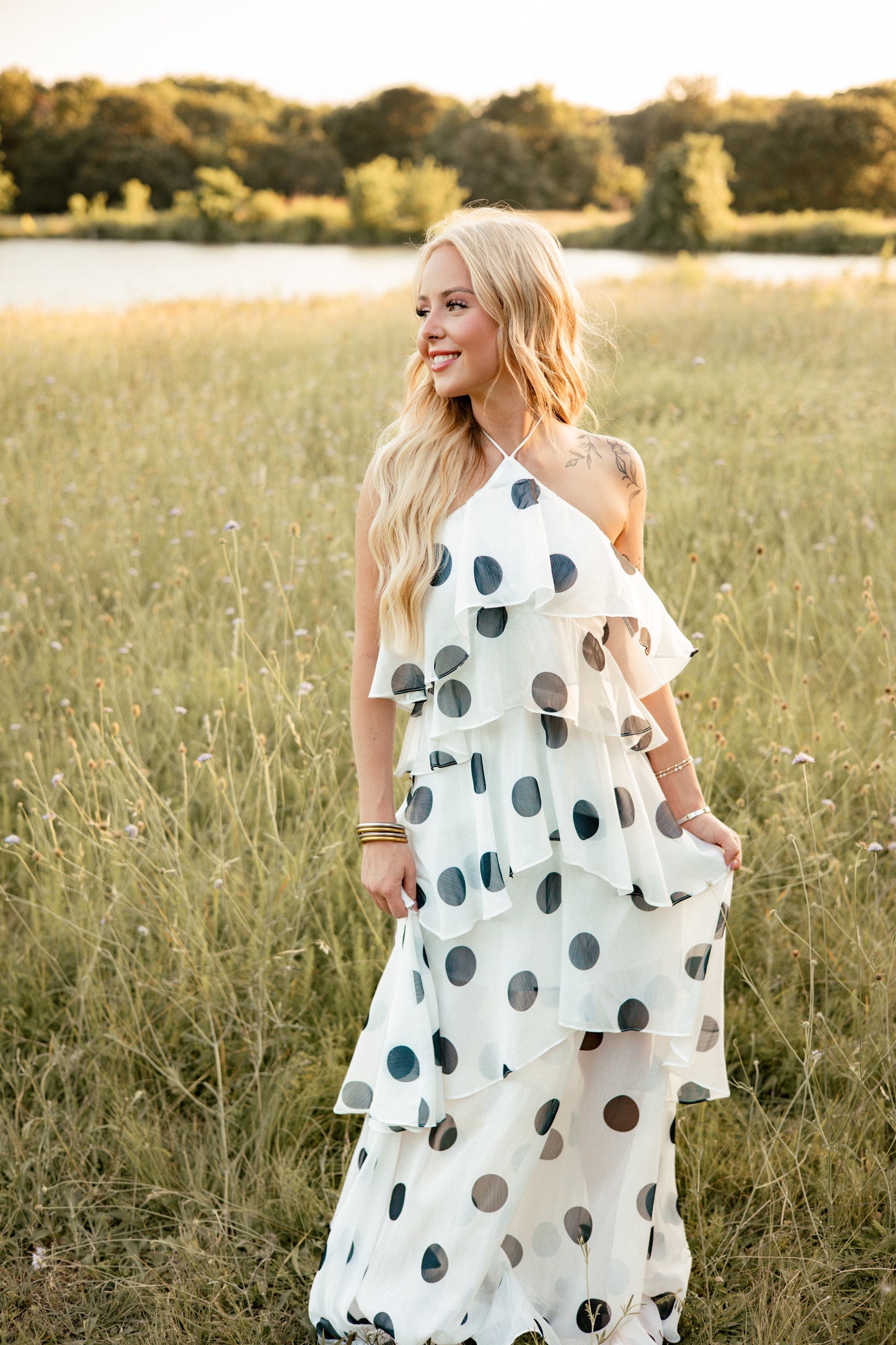 Halter Polka Dot Maxi Dress