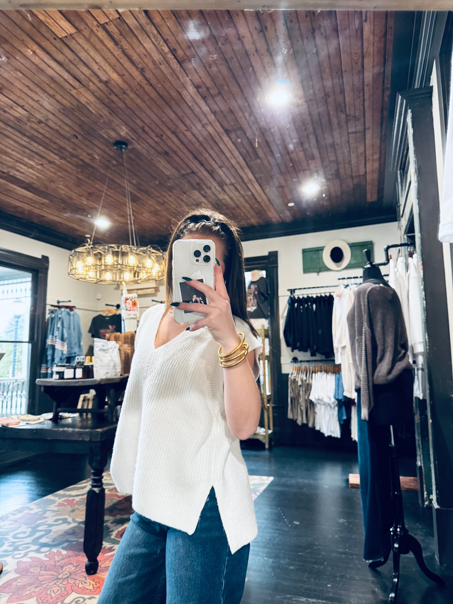 Oversized White Sweater Vest