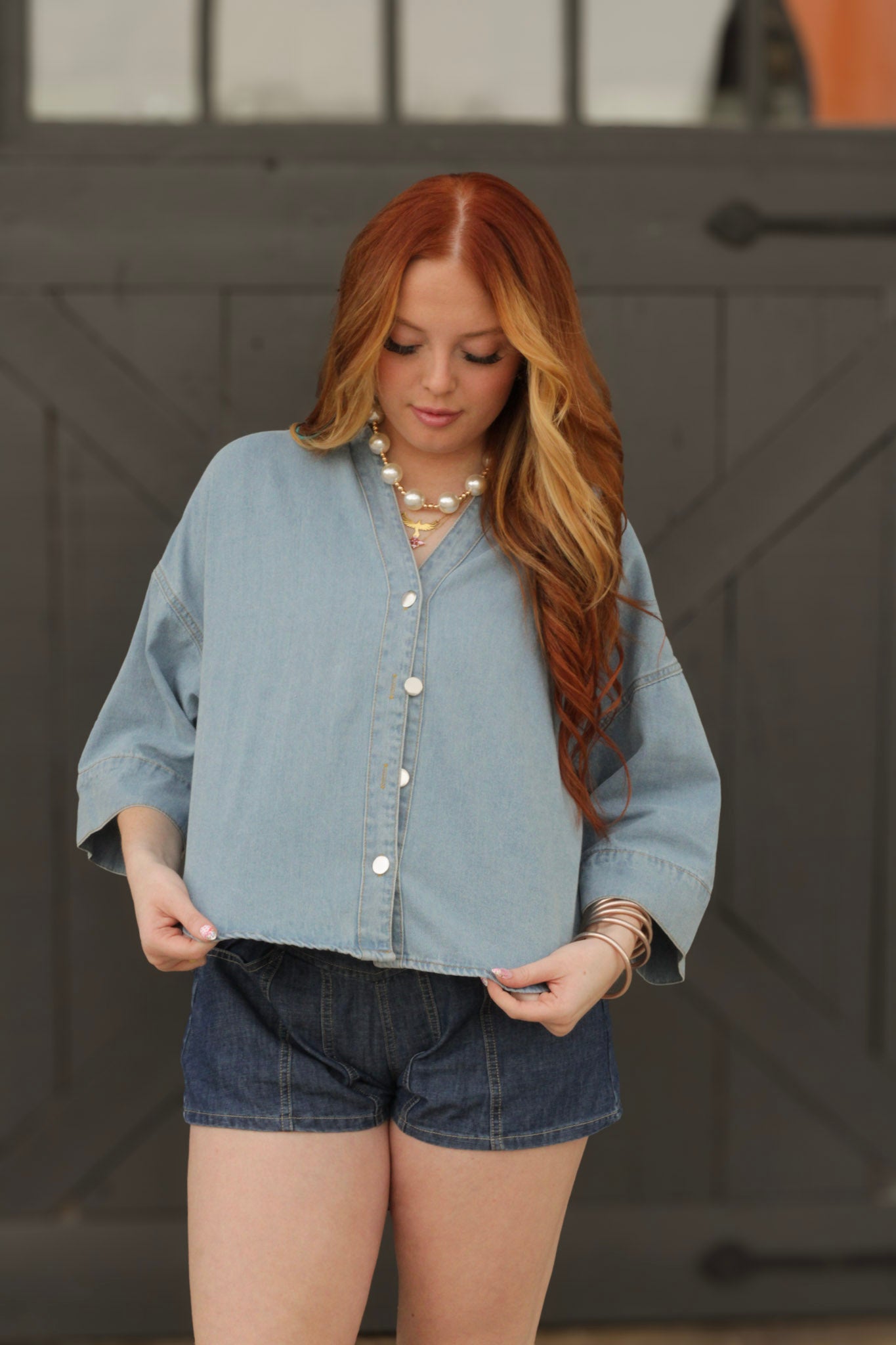 Oversized Denim Top