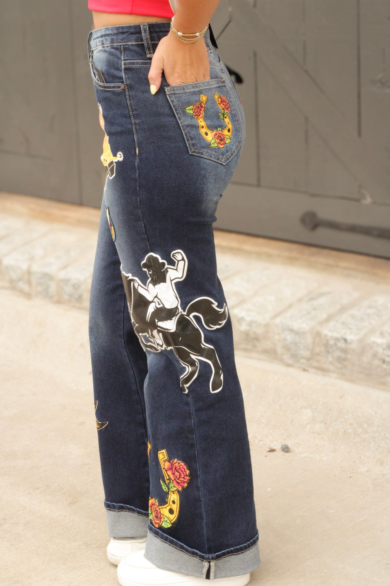 Rodeo Patched Cuffed Jeans