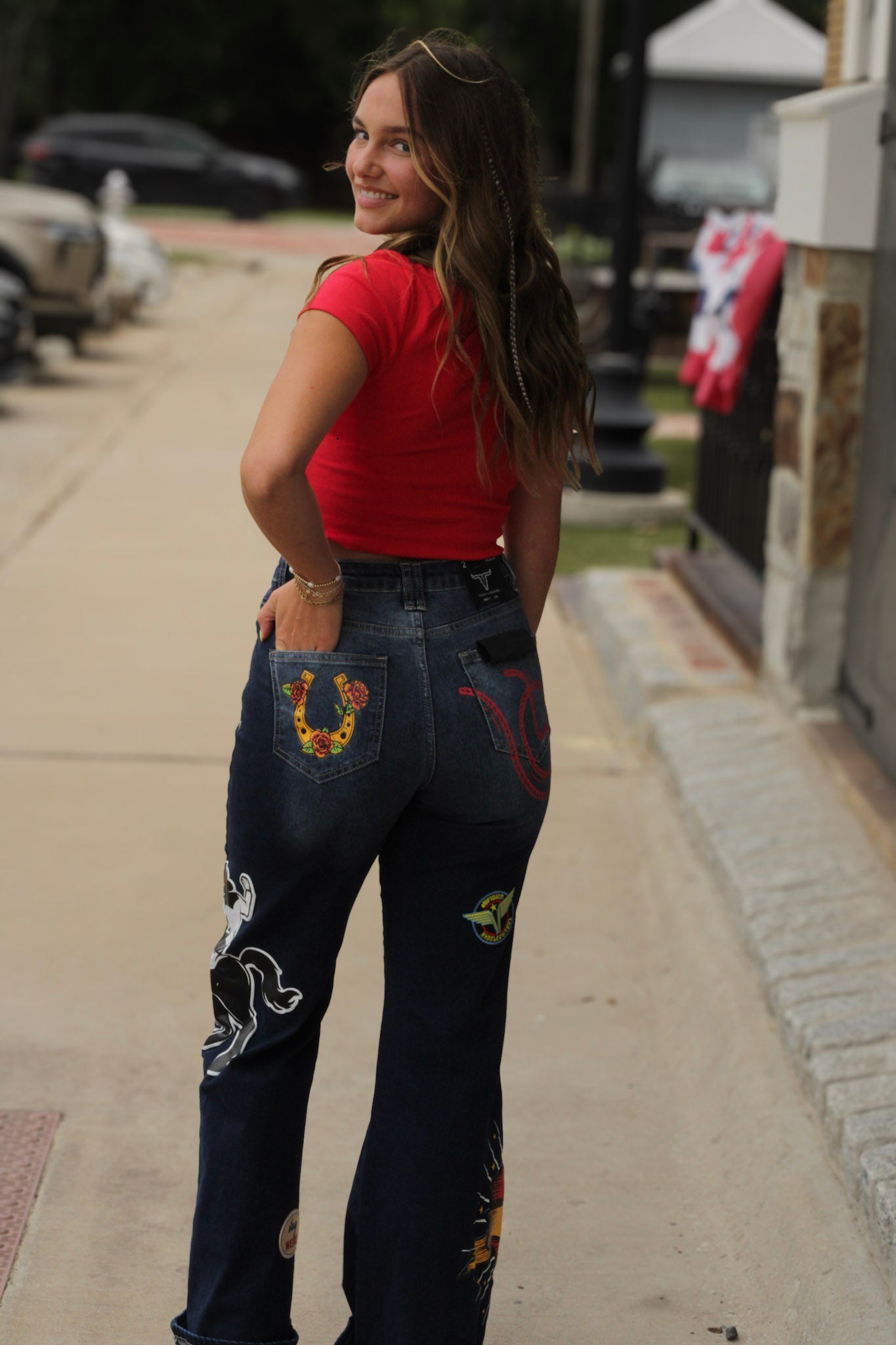 Rodeo Patched Cuffed Jeans