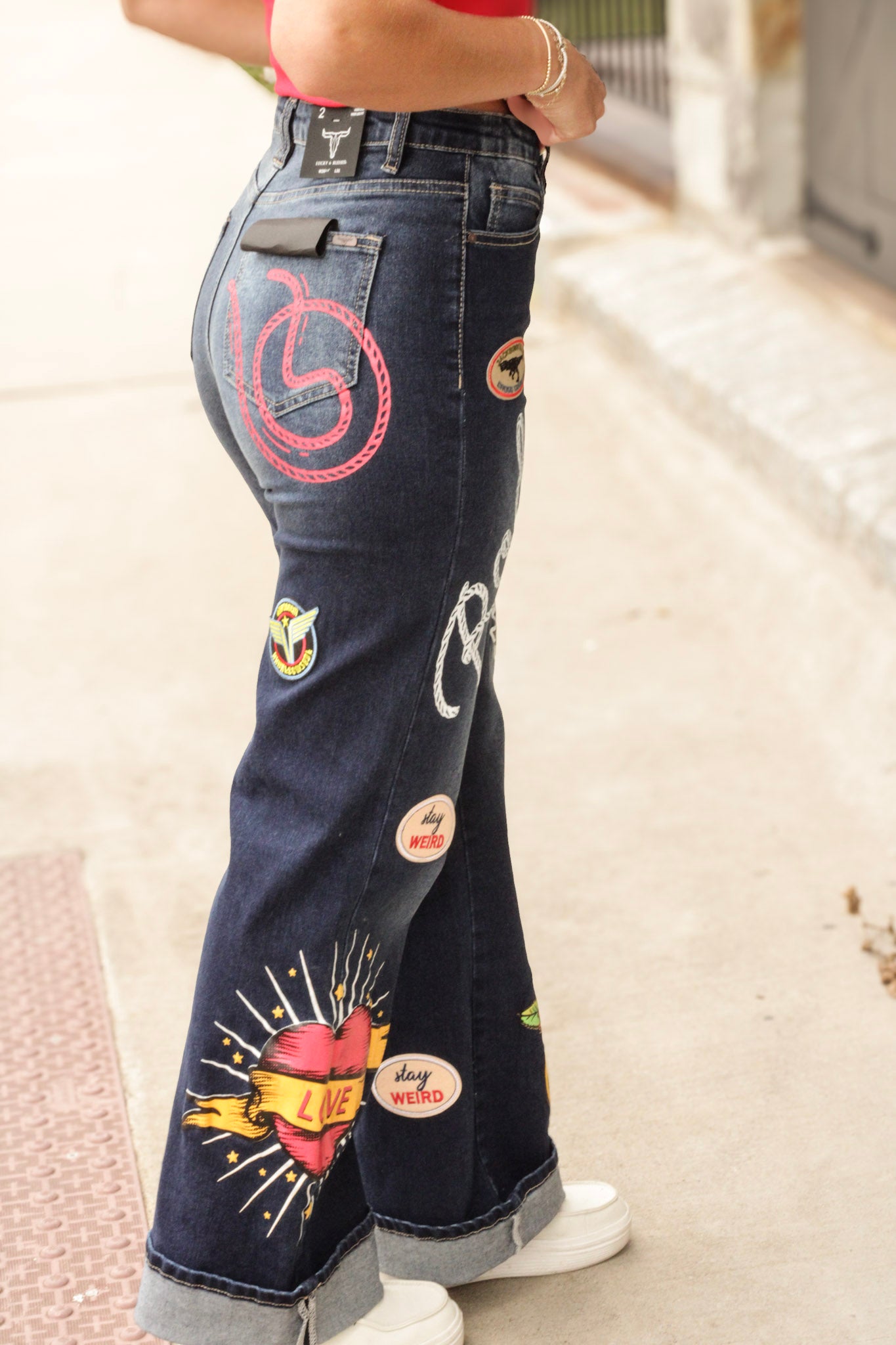 Rodeo Patched Cuffed Jeans