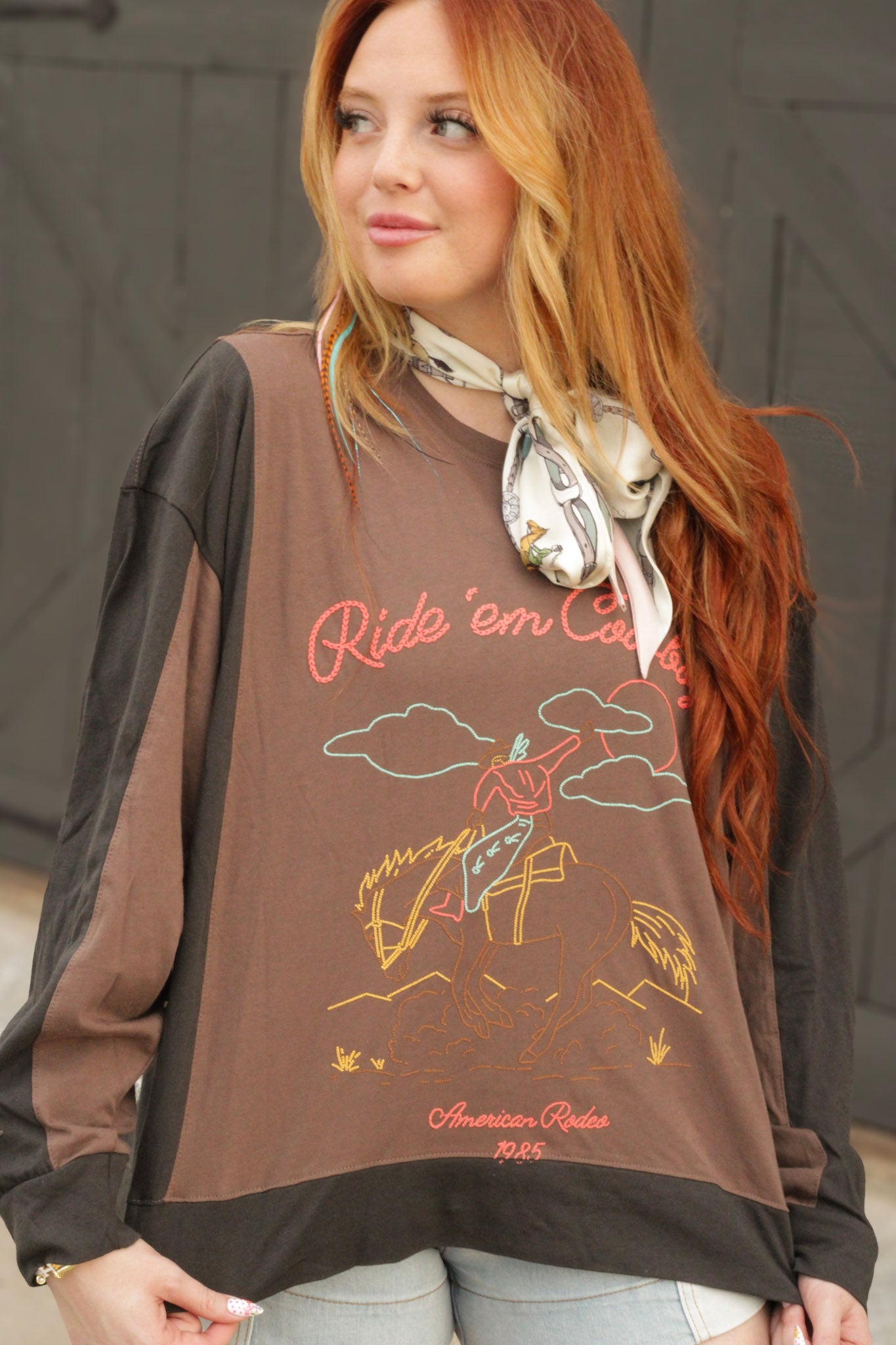 Puff Stitch Ride’ em Cowboy Pullover